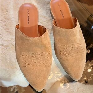 Lucky Brand Tan Suede Pointed-Toe Slip-On Mules